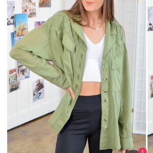 Free People Silver Lining Button Up Top